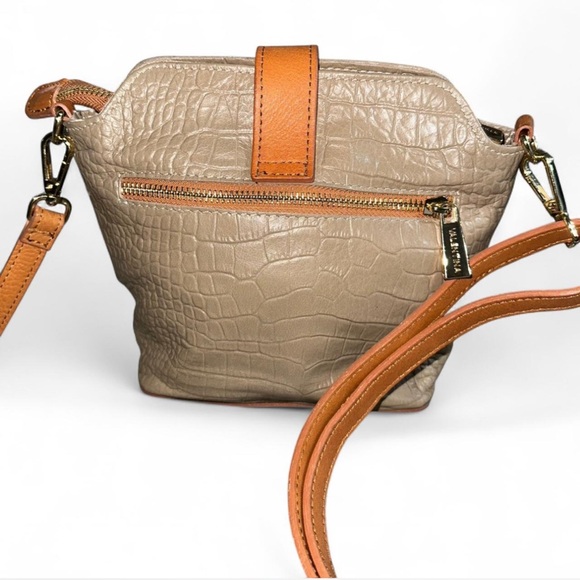 Valentina Genuine Leather Taupe Croc Embossed Crossbody - Picture 2 of 6